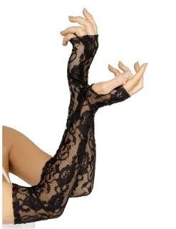 Lange Zwarte Kanten Handschoenen Voor Vrouwen