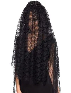 Lange Zwarte Weduwe Sluier Voor Volwassenen