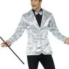 Luxe Zilverkleurig Lovertjes Disco Jasje Voor Mannen -Cosplay Kostuums Winkel luxe zilverkleurig lovertjes disco jasje voor mannen