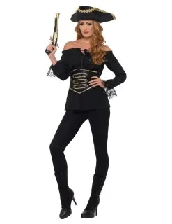 Luxe Zwarte Piraten Blouse Voor Dames