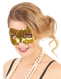 Masker Met Goudkleurige Lovertjes Voor Volwassenen
