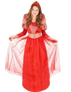 Rode Middeleeuwse Koningin Kostuum Voor Meisjes