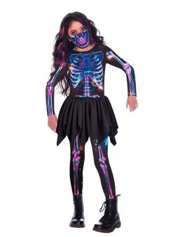 Neon Skelet Vermomming In Gerecycleerde Stof Voor Meisjes