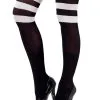 Ondoorzichtige Zwarte Kousen Met Witte Strepen -Cosplay Kostuums Winkel ondoorzichtige zwarte kousen met witte strepen
