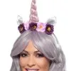 Paarse Eenhoorn Haarband Met Bloemen Voor Volwassenen -Cosplay Kostuums Winkel paarse eenhoorn haarband met bloemen voor volwassenen