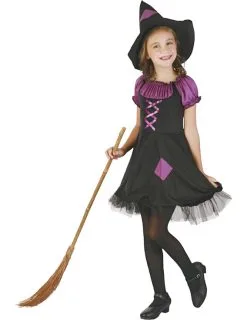 Paarse En Zwarte Heksen Outfit Voor Meisjes