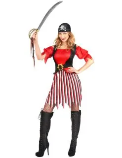Piratenkostuum Met Gestreepte Rok Voor Dames -Cosplay Kostuums Winkel piratenkostuum voor vrouwen 2 1