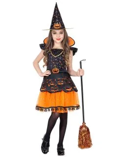 Pompoen Heks Kostuum Voor Meisjes