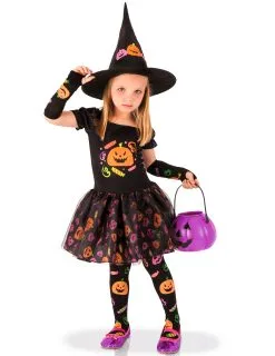 Pompoen Heks Outfit Met Opdrukken Voor Meisjes
