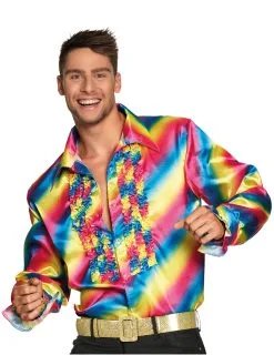 Regenboog Disco Blouse Voor Volwassenen