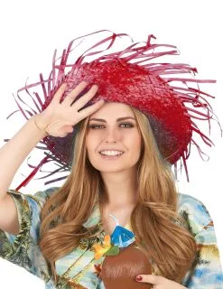 Rode Hawaiiaanse Strohoed Voor Volwassenen -Cosplay Kostuums Winkel rode hawaiiaanse strohoed voor volwassenen 2