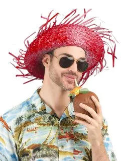 Rode Hawaiiaanse Strohoed Voor Volwassenen -Cosplay Kostuums Winkel rode hawaiiaanse strohoed voor volwassenen 3