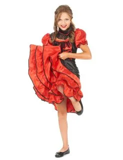 Rood En Zwart Cabaret Kostuum Voor Meisjes