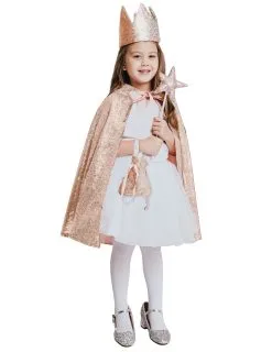 Roze Gouden Prinsessencape En Accessoires Voor Kinderen