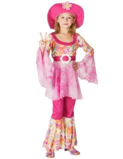 Roze Hippie Kostuum Voor Meisjes
