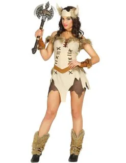 Sexy Viking Kostuum Beige Voor Vrouwen