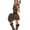 Bruin Viking Kostuum Met Helm Voor Vrouwen -Cosplay Kostuums Winkel sexy viking kostuum voor vrouwen