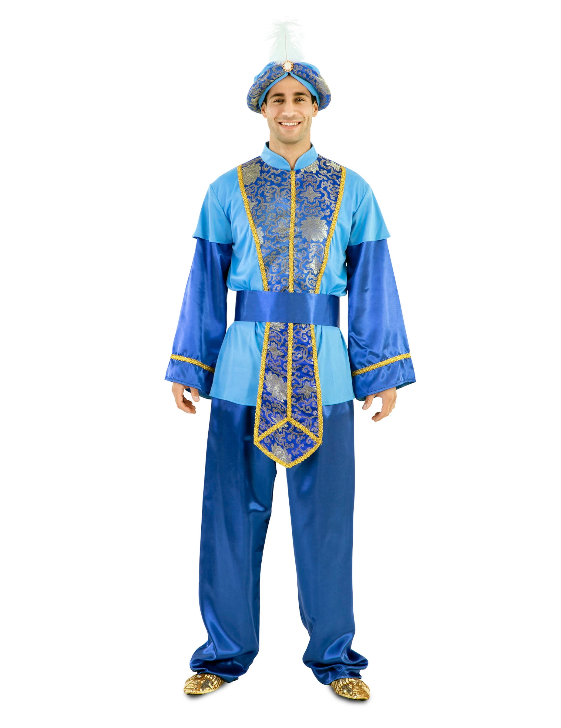 Sultan Oosterse Goochelaar Vermomming Blauw Volwassene 3 Sultan Oosterse Goochelaar Vermomming Blauw Volwassene