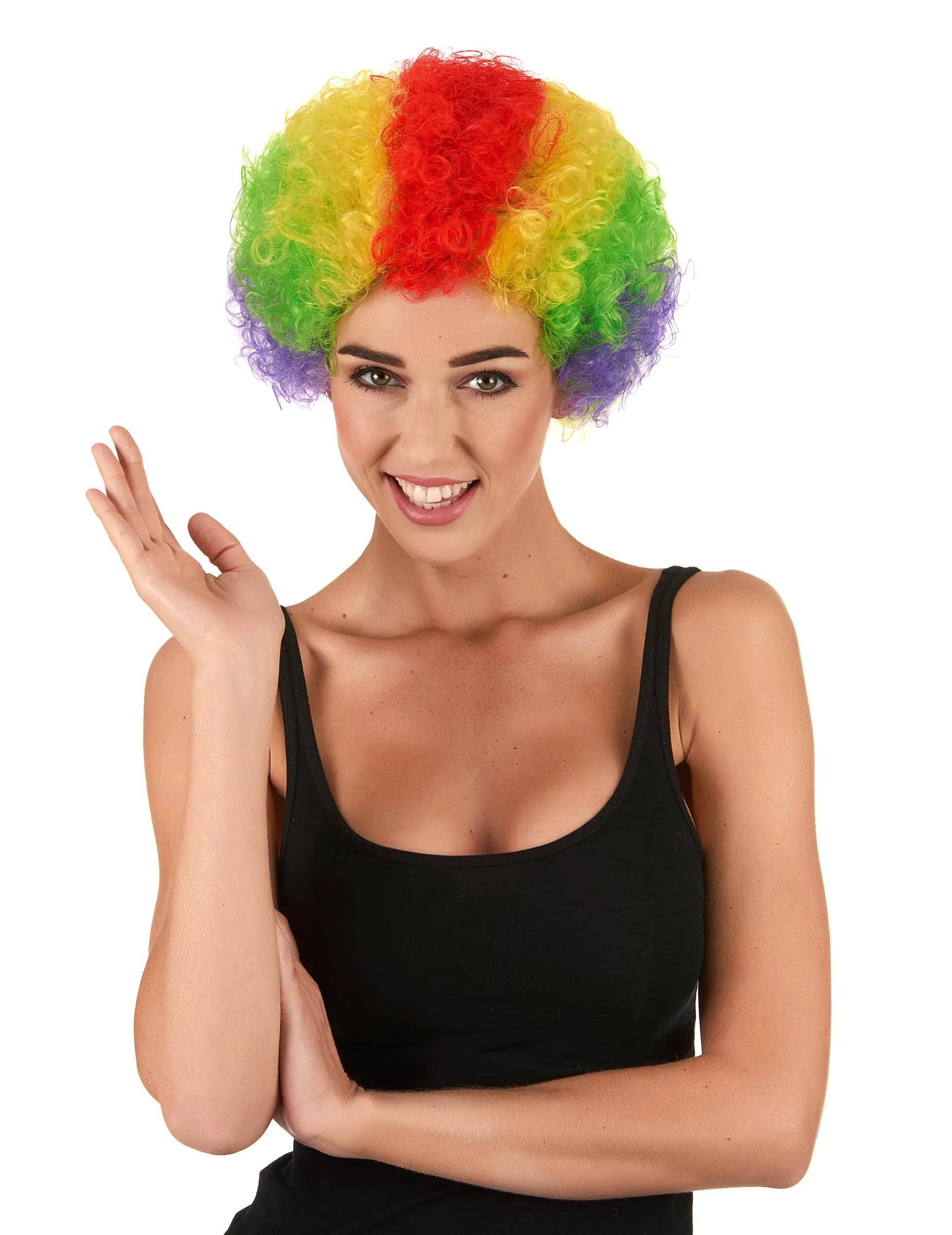 Veelkleurige Afroclownspruik Voor Volwassenen 3 Veelkleurige Afroclownspruik Voor Volwassenen