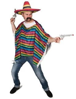 Veelkleurige Mexicaanse Poncho Met Franjes Voor Volwassenen -Cosplay Kostuums Winkel veelkleurige mexicaanse poncho met franjes voor volwassenen 2