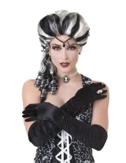 Witte En Zwarte Barok Vampier Pruik