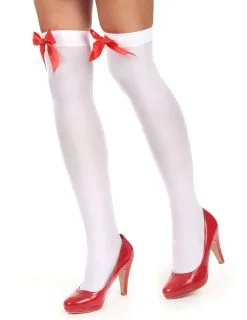 Witte Kousen Met Rode Strik Voor Volwassenen 5 Witte Kousen Met Rode Strik Voor Volwassenen -Cosplay Kostuums Winkel witte kousen met rode strik voor volwassenen 2