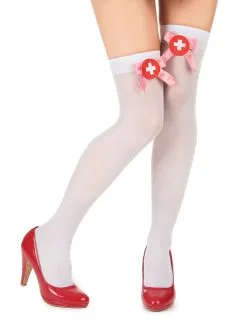 Witte Kousen Met Verpleegster Strik Voor Dames