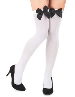 Witte Kousen Met Zwarte Strik Voor Volwassenen