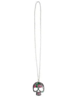 Zilverkleurig Dia De Los Muertos Ketting