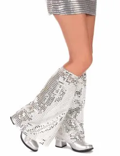 Zilverkleurige Disco Beenwarmers Voor Volwassenen