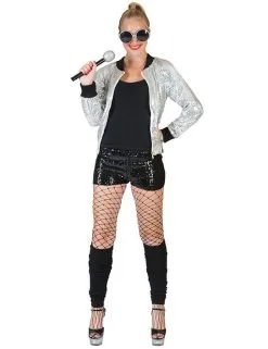 Zilverkleurige Glitter Jas Voor Volwassenen