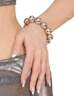Zilverkleurige Kralen Disco Armband Voor Vrouwen