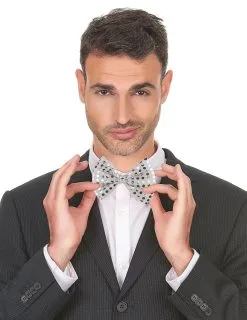 Zilverkleurige Vlinderdas Met Stippen Voor Volwassenen