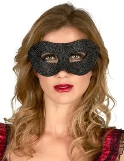 Zwart Blinkend Halfmasker Voor Volwassenen.