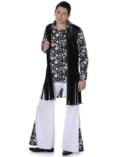 Zwart En Wit Hippie Kostuum Voor Mannen