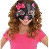 Zwart Kattenmasker Met Lovertjes Voor Kinderen -Cosplay Kostuums Winkel zwart kattenmasker met lovertjes voor kinderen