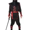 Zwart Ninja Pak Met Rode Draak Voor Mannen -Cosplay Kostuums Winkel zwart ninja pak met rode draak voor mannen