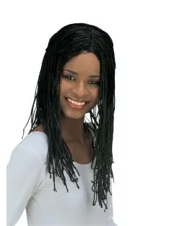 Zwarte Damespruik Met Vlechtjes