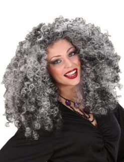 Zwarte En Grijze Heksenpruik