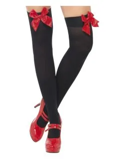 Zwarte Kousen Met Rode Strikken Voor Volwassenen