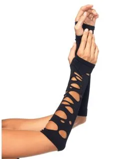 Zwarte Punk Handschoenen Met Gaten Voor Vrouwen