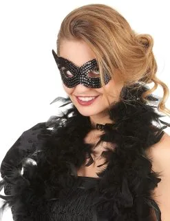 Zwarte Venetiaanse Masker Met Lovertjes Voor Volwassenen