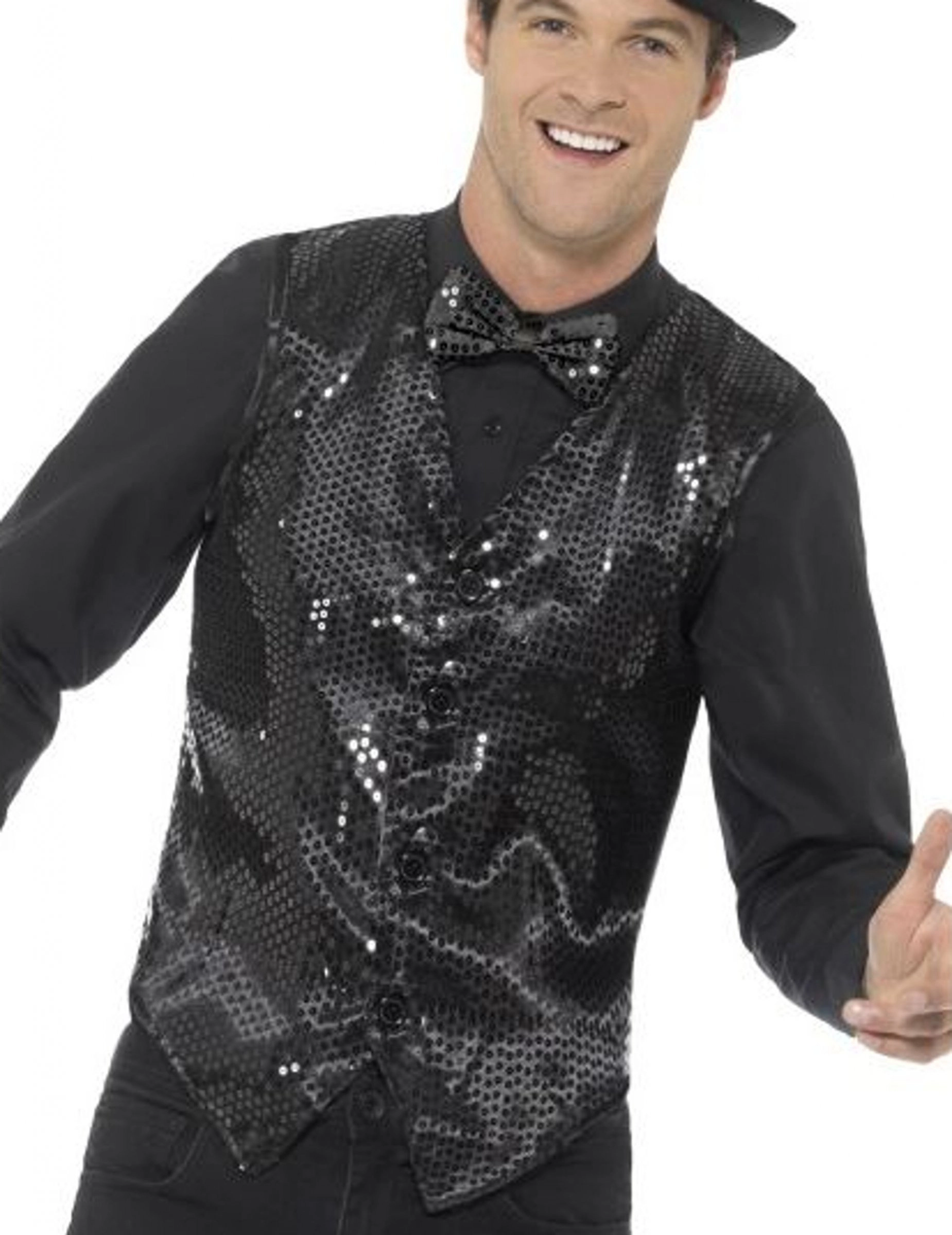 Zwarte Vest Met Lovertjes Voor Volwassenen 3 Zwarte Vest Met Lovertjes Voor Volwassenen