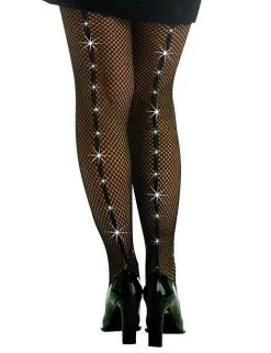 Zwarte Visnet Diamant Kousen Voor Vrouwen